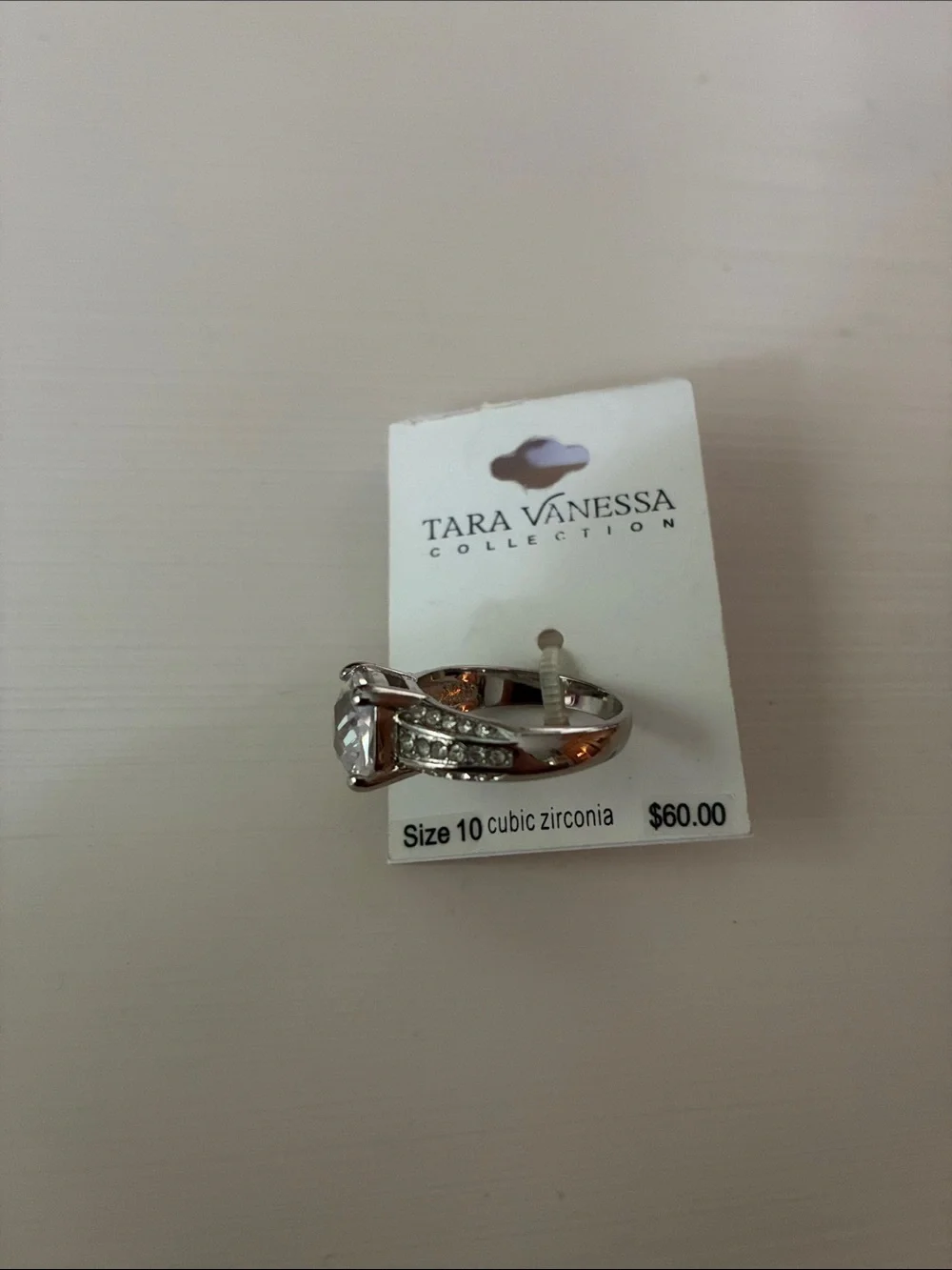 Tara Vanessa Silver-Tone Clear Crystal Ring